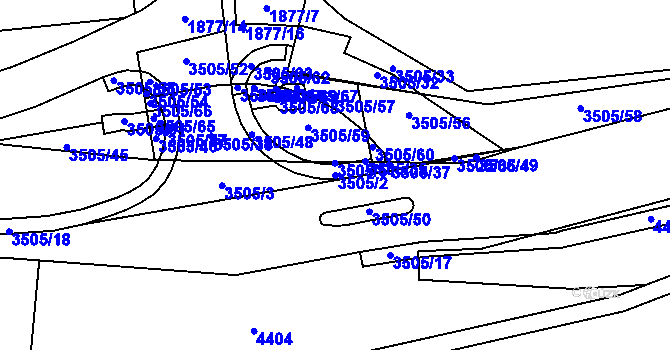 Parcela st. 3505/2 v KÚ Vyškov, Katastrální mapa