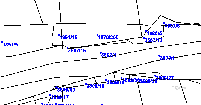 Parcela st. 3507/1 v KÚ Vyškov, Katastrální mapa