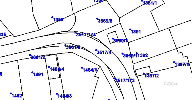 Parcela st. 3517/4 v KÚ Vyškov, Katastrální mapa