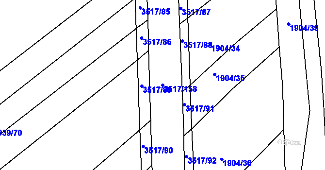 Parcela st. 3517/158 v KÚ Vyškov, Katastrální mapa