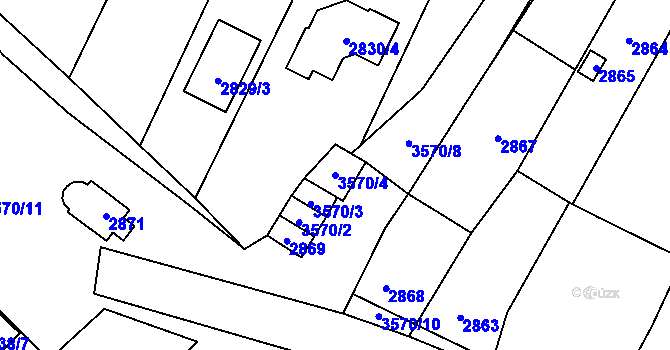 Parcela st. 3570/4 v KÚ Vyškov, Katastrální mapa