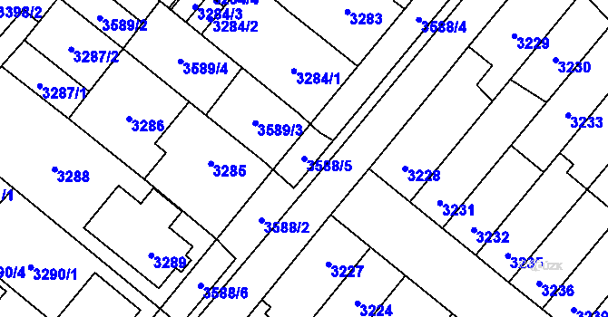 Parcela st. 3588/5 v KÚ Vyškov, Katastrální mapa