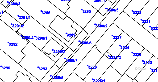 Parcela st. 3588/6 v KÚ Vyškov, Katastrální mapa