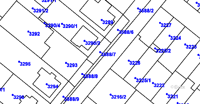 Parcela st. 3588/7 v KÚ Vyškov, Katastrální mapa