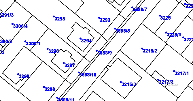 Parcela st. 3588/9 v KÚ Vyškov, Katastrální mapa