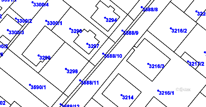 Parcela st. 3588/10 v KÚ Vyškov, Katastrální mapa