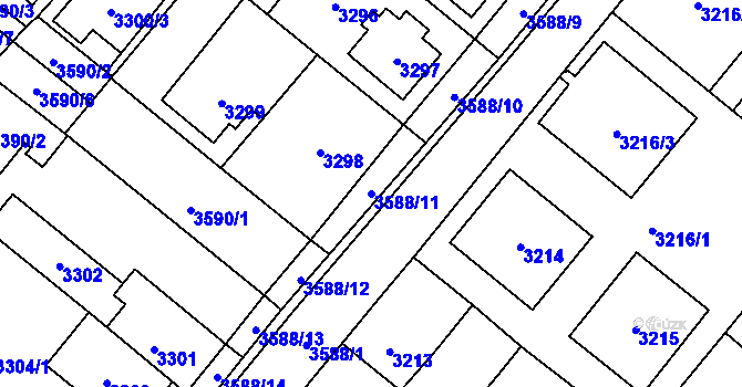Parcela st. 3588/11 v KÚ Vyškov, Katastrální mapa