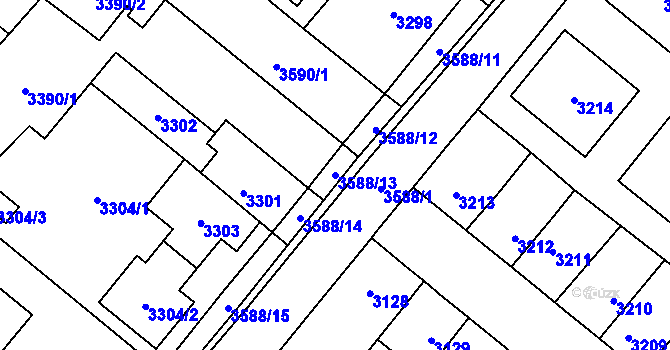 Parcela st. 3588/13 v KÚ Vyškov, Katastrální mapa