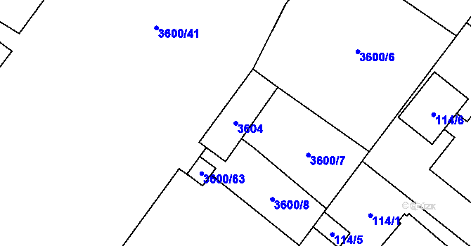 Parcela st. 3604 v KÚ Vyškov, Katastrální mapa