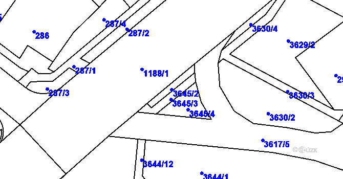 Parcela st. 3645/2 v KÚ Vyškov, Katastrální mapa