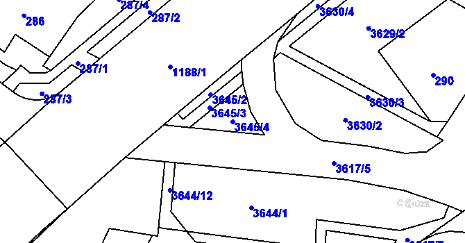 Parcela st. 3645/4 v KÚ Vyškov, Katastrální mapa