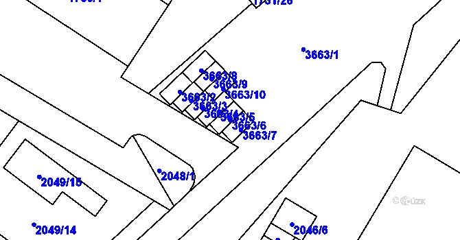 Parcela st. 3663/6 v KÚ Vyškov, Katastrální mapa