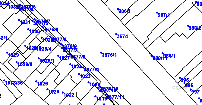 Parcela st. 3676/1 v KÚ Vyškov, Katastrální mapa