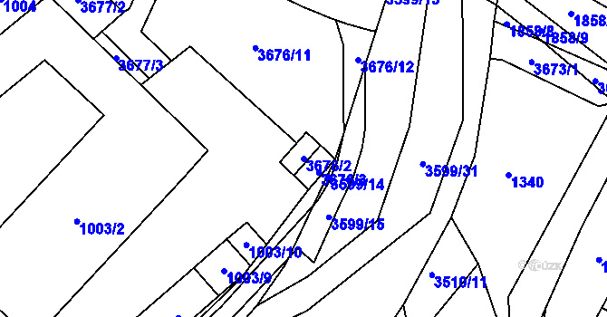 Parcela st. 3676/2 v KÚ Vyškov, Katastrální mapa