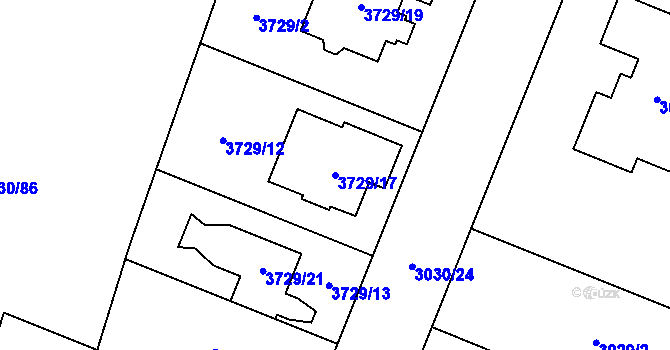 Parcela st. 3729/17 v KÚ Vyškov, Katastrální mapa