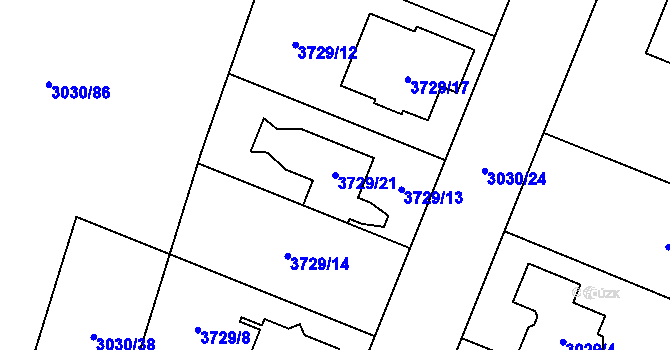 Parcela st. 3729/21 v KÚ Vyškov, Katastrální mapa