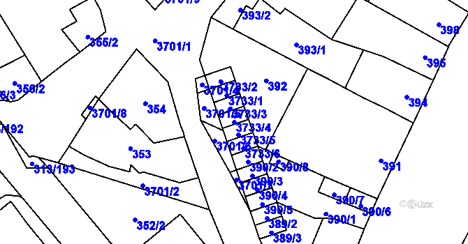 Parcela st. 3733/4 v KÚ Vyškov, Katastrální mapa