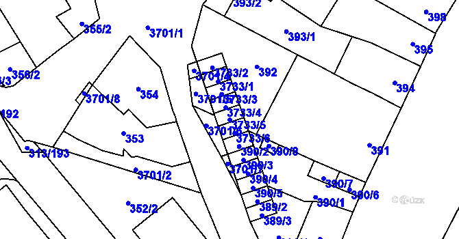 Parcela st. 3733/5 v KÚ Vyškov, Katastrální mapa