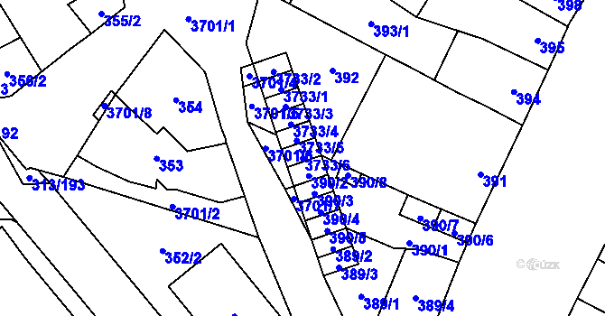 Parcela st. 3733/6 v KÚ Vyškov, Katastrální mapa