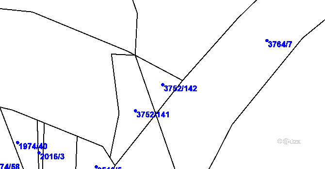 Parcela st. 3752/142 v KÚ Vyškov, Katastrální mapa