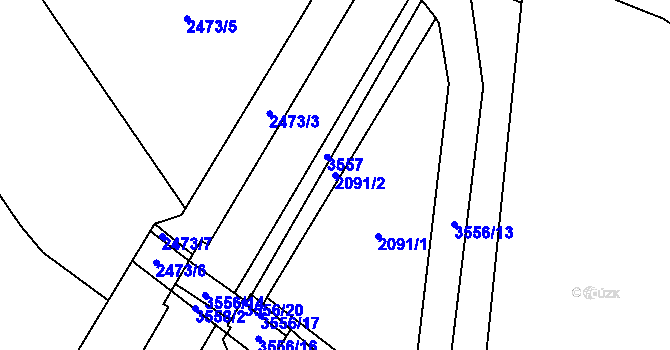Parcela st. 2091/2 v KÚ Vyškov, Katastrální mapa