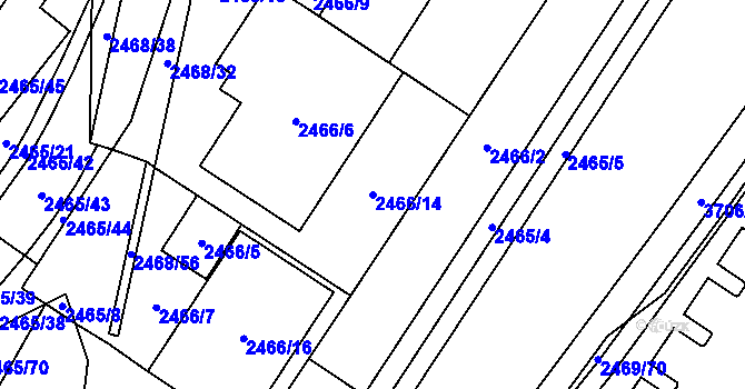 Parcela st. 2466/14 v KÚ Vyškov, Katastrální mapa
