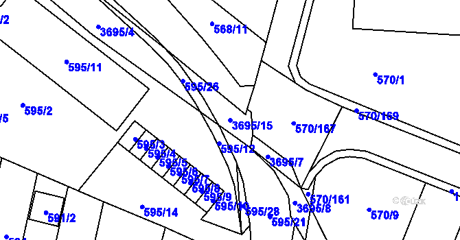 Parcela st. 3695/15 v KÚ Vyškov, Katastrální mapa