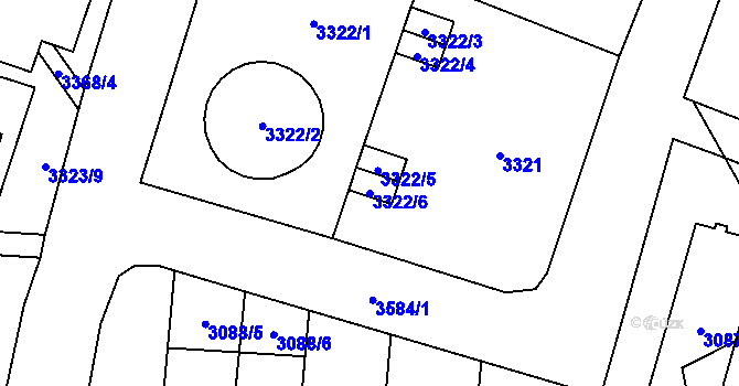 Parcela st. 3322/6 v KÚ Vyškov, Katastrální mapa