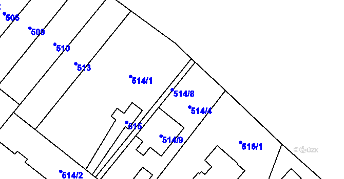 Parcela st. 514/8 v KÚ Vyškov, Katastrální mapa