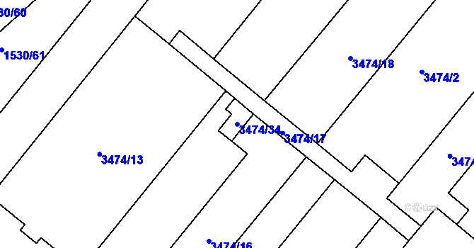 Parcela st. 3474/34 v KÚ Vyškov, Katastrální mapa