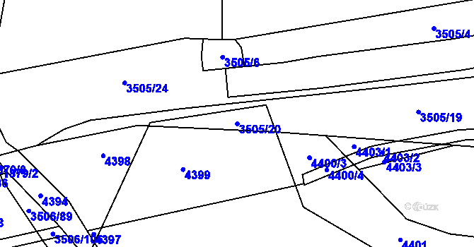 Parcela st. 3505/20 v KÚ Vyškov, Katastrální mapa