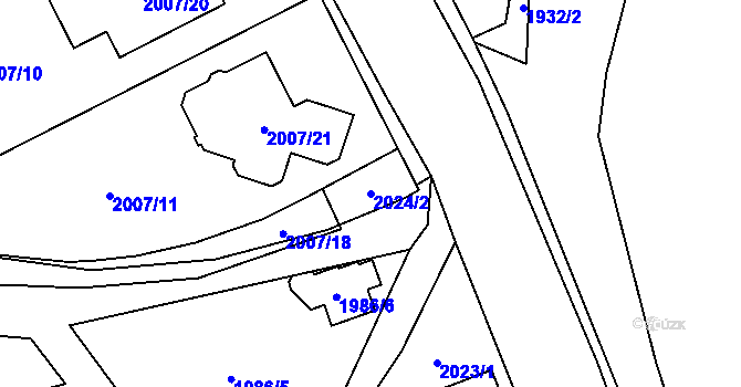 Parcela st. 2024/2 v KÚ Vyškov, Katastrální mapa