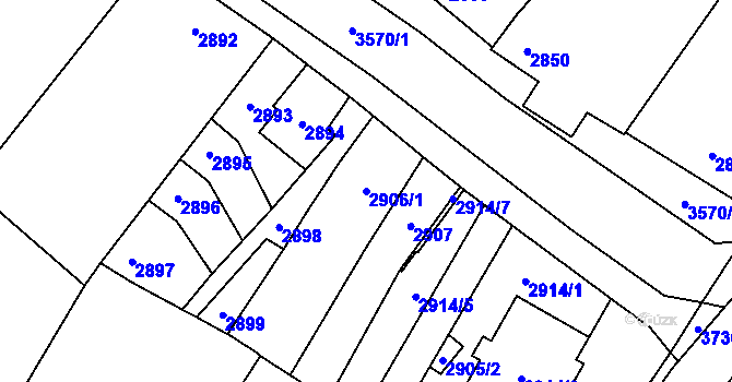 Parcela st. 2906/1 v KÚ Vyškov, Katastrální mapa