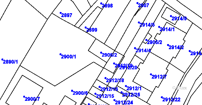 Parcela st. 2906/2 v KÚ Vyškov, Katastrální mapa