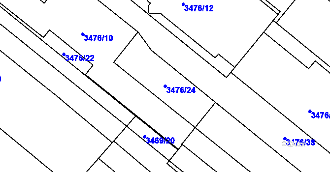 Parcela st. 3476/24 v KÚ Vyškov, Katastrální mapa
