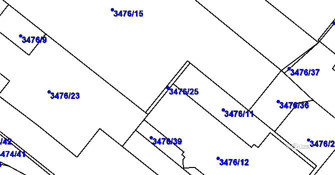 Parcela st. 3476/25 v KÚ Vyškov, Katastrální mapa