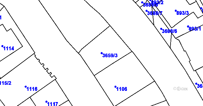 Parcela st. 3659/3 v KÚ Vyškov, Katastrální mapa