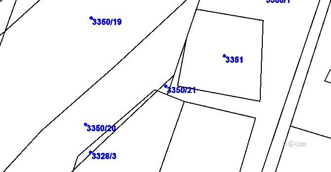 Parcela st. 3350/21 v KÚ Vyškov, Katastrální mapa