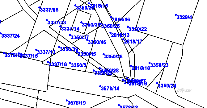 Parcela st. 3350/26 v KÚ Vyškov, Katastrální mapa