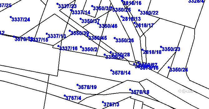 Parcela st. 3350/29 v KÚ Vyškov, Katastrální mapa
