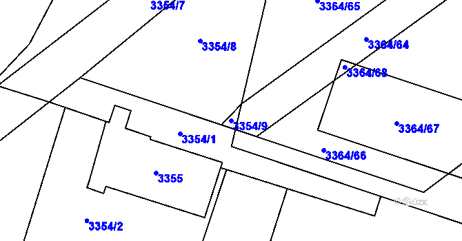 Parcela st. 3354/9 v KÚ Vyškov, Katastrální mapa