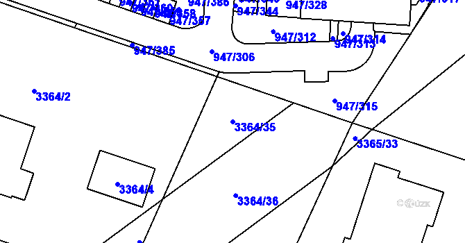 Parcela st. 3364/35 v KÚ Vyškov, Katastrální mapa