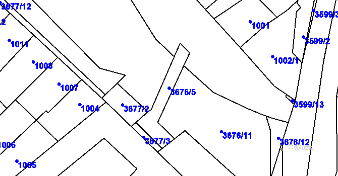 Parcela st. 3676/5 v KÚ Vyškov, Katastrální mapa