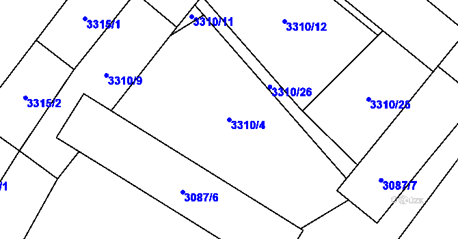 Parcela st. 3310/4 v KÚ Vyškov, Katastrální mapa