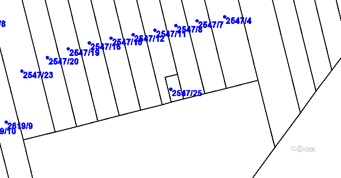 Parcela st. 2547/25 v KÚ Vyškov, Katastrální mapa
