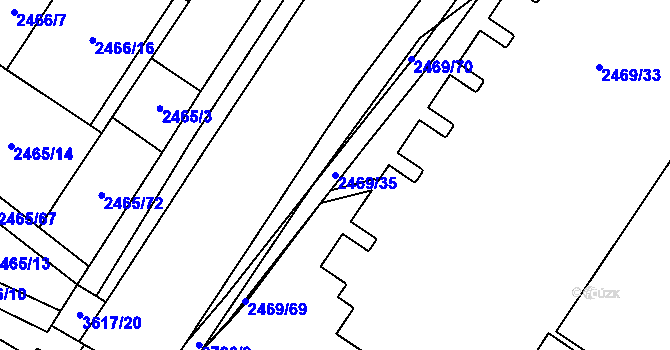 Parcela st. 2469/35 v KÚ Vyškov, Katastrální mapa