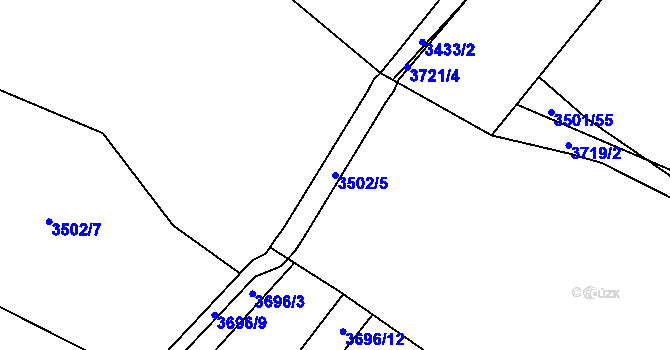 Parcela st. 3502/5 v KÚ Vyškov, Katastrální mapa