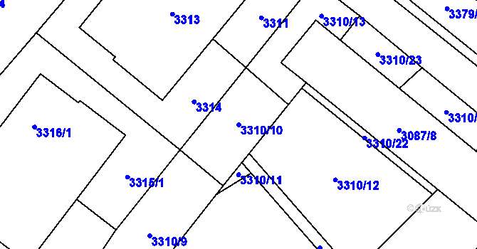 Parcela st. 3310/10 v KÚ Vyškov, Katastrální mapa