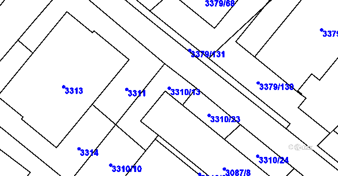 Parcela st. 3310/13 v KÚ Vyškov, Katastrální mapa