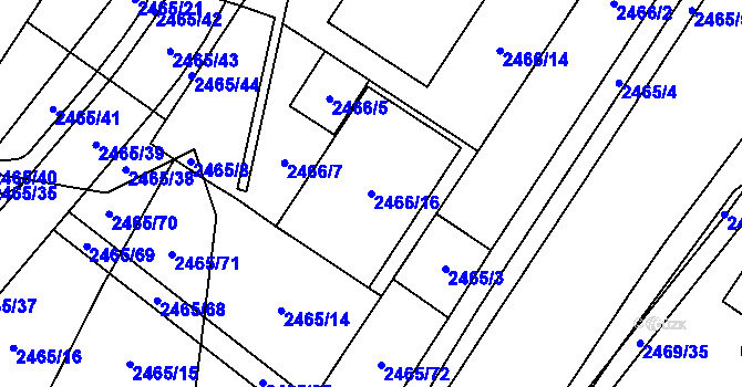 Parcela st. 2466/16 v KÚ Vyškov, Katastrální mapa